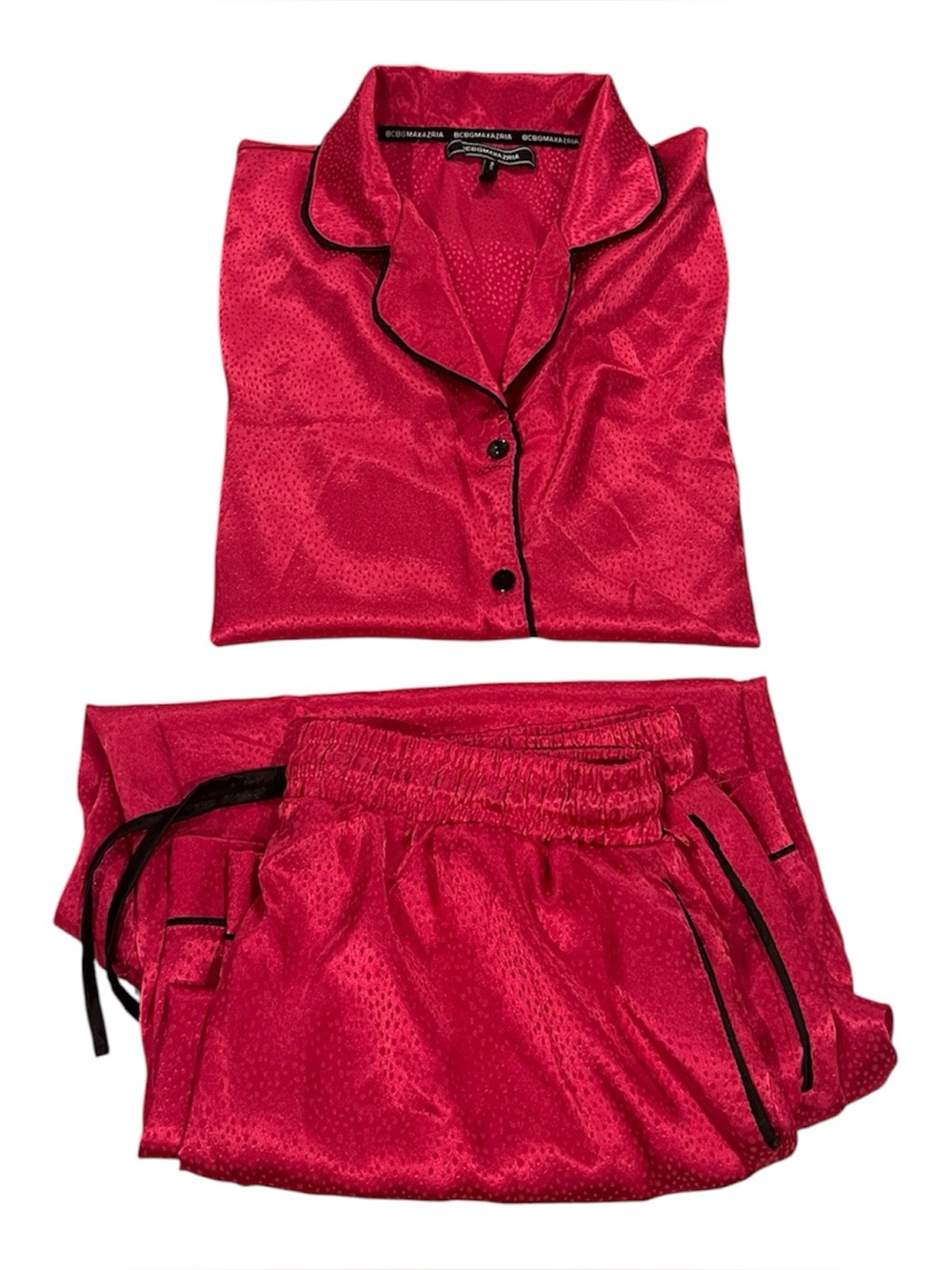 Pink BCBG Maxazria Size Med PJ Set Top Full Bottoms Pockets